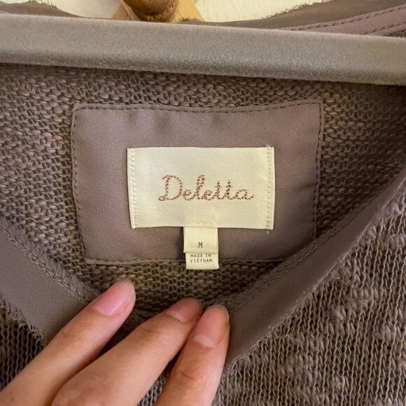 Deletta Sweater Women's Anthropologie Medium Tan Cotton Blend - Picture 3 of 8